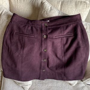 Velvet Mini Skirt | Fall Short Skirt Maurice’s Buttons Plum